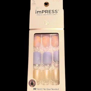 Impress Nails Press On Short Matte Blue & Peach GIGGLE GIGGLE 87103